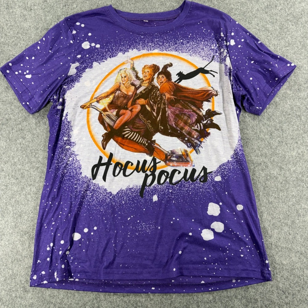 Hocus Pocus Sanderson Sisters Graphic Tee Purple Splatter Shirt Womens Medium